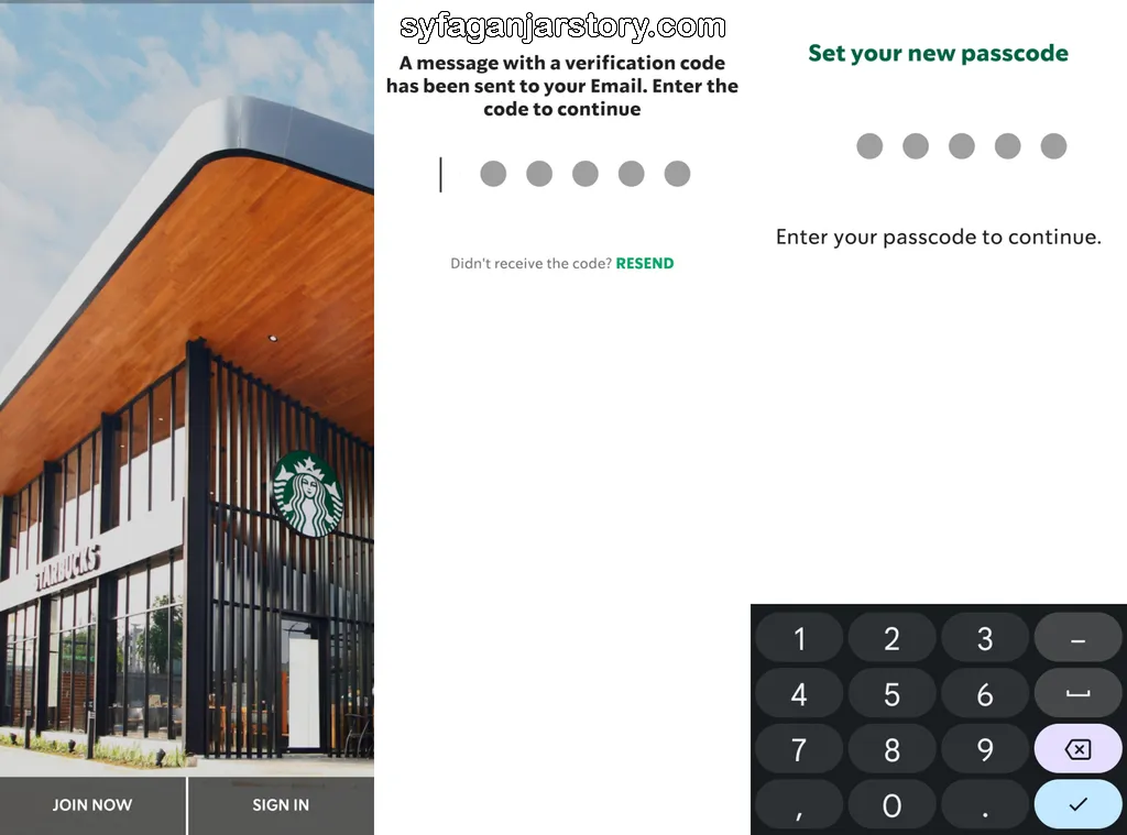 login ke aplikasi Starbucks